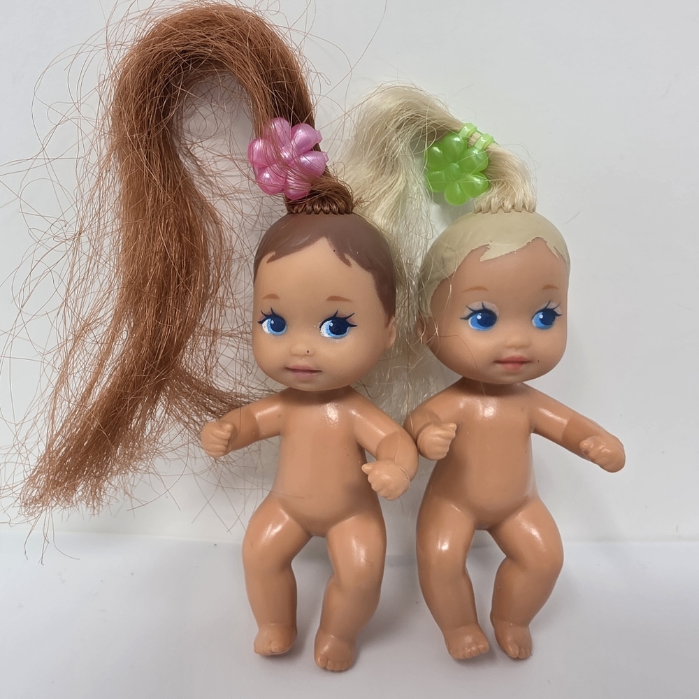 Mattel Baby Babies Dolls Blonde and Brown Hair Vintage Set of 2